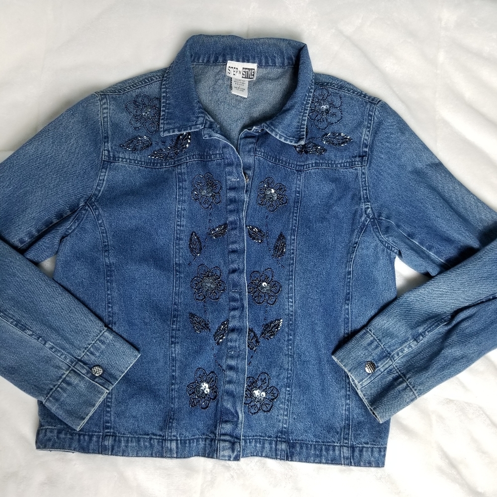 Step In Style Beaded Beautiful Jean Jacket